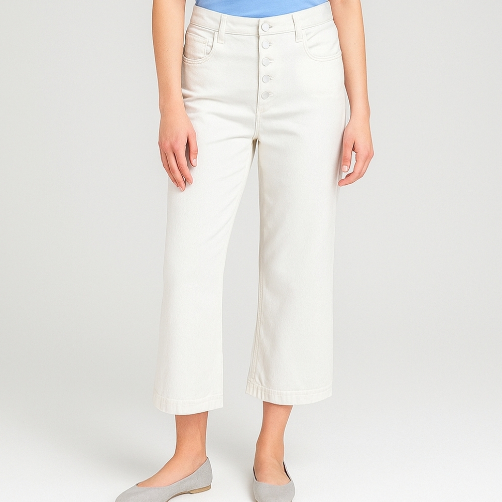 Paige Leenah Wide Leg High Rise Ankle Jeans Women's Sz 30 White